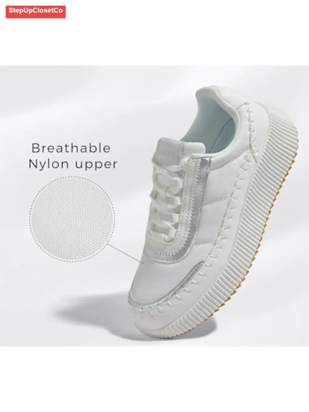 Chunky Platform Sneakers with Pearl Embellishments